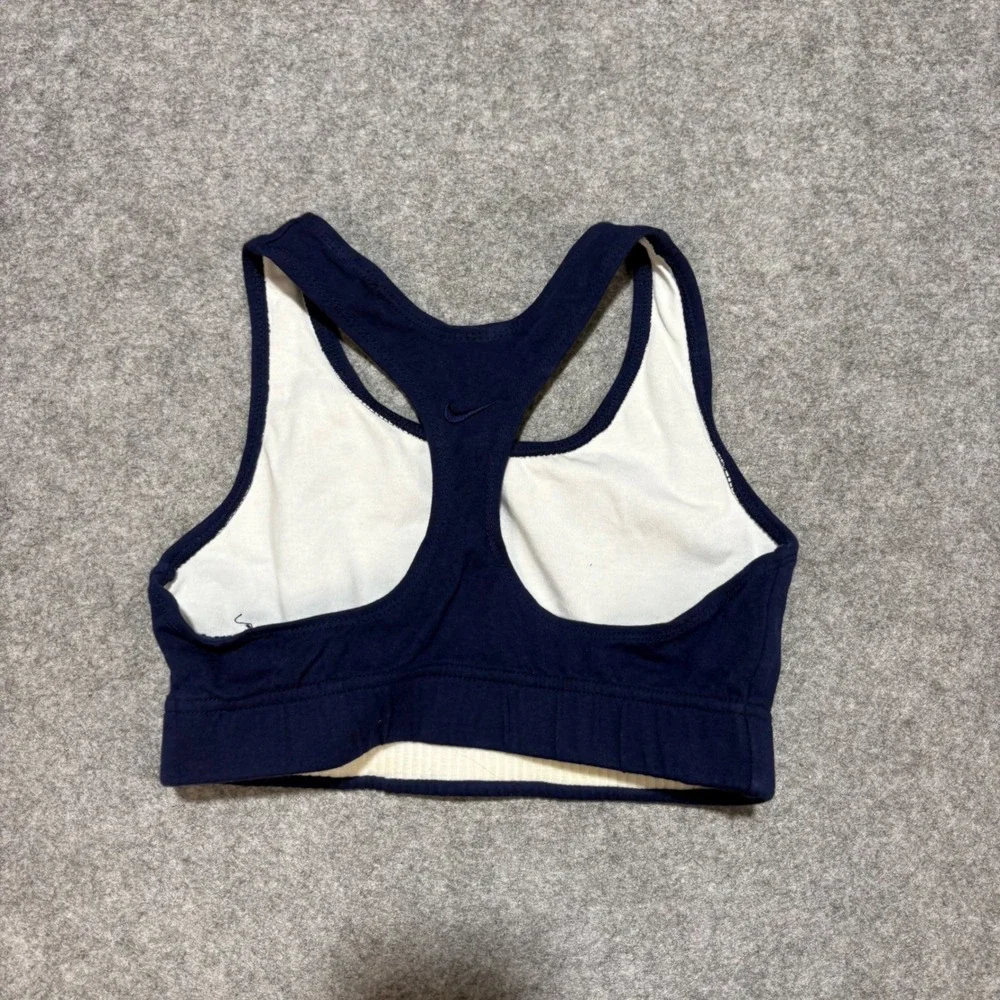 Vintage Nike Sports Bra Navy Blue Racerback Swoosh Logo W Medium Made in Taiwan